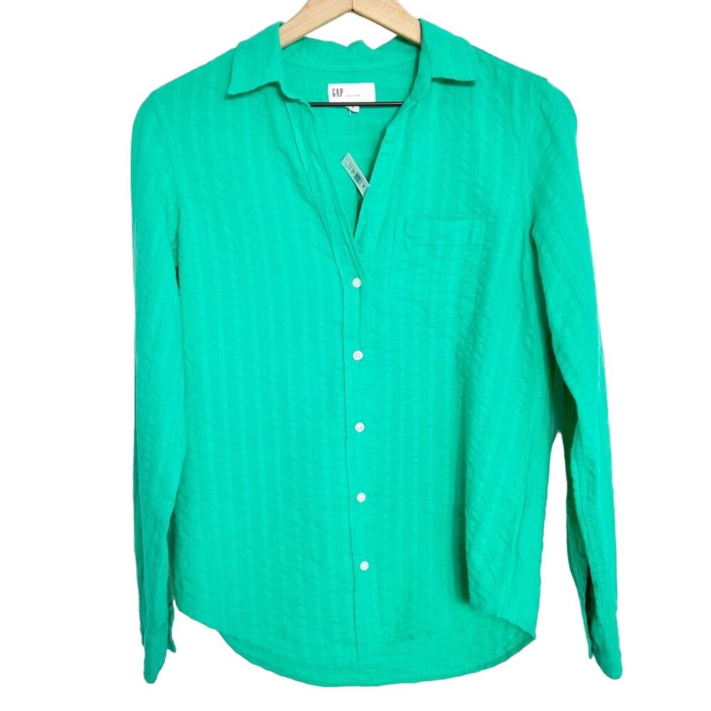 Gap Perfect Shirt Women Long Sleeve Cotton Linen Size XS